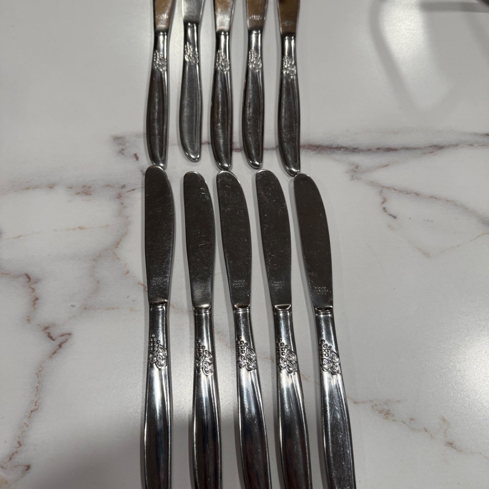 10 Piece Montgomery Ward MWCO Grape Stainless Steel Flatware - Picture 2 of 8
